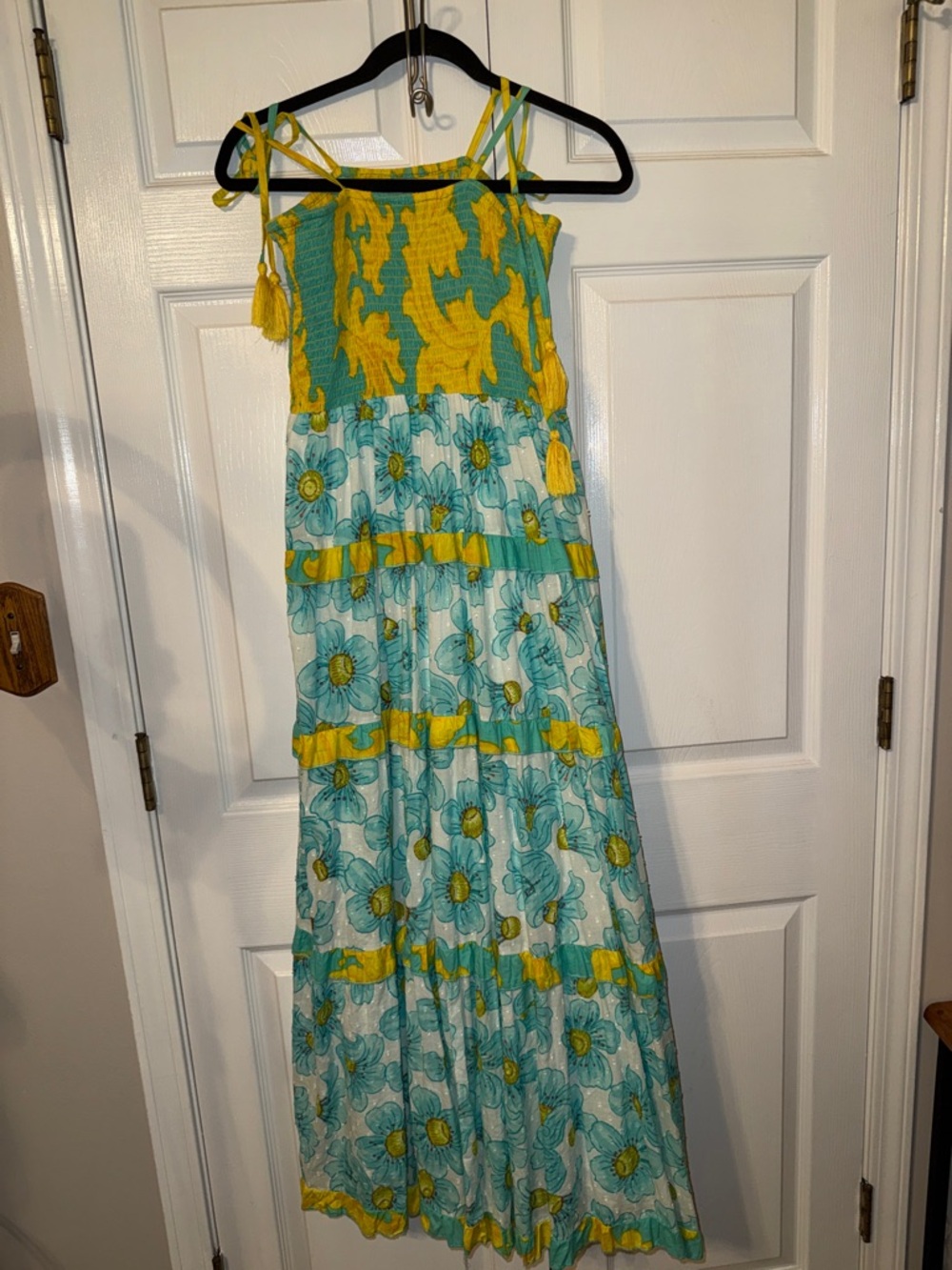 Moda Posa Maxi Sundress with Yellow & Teal Floral Print